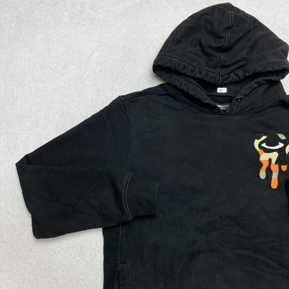 Roku Studio Hoodie Mens M Black Crying Cat Eyes Dripping Tears Pullover Patches - Picture 6 of 11